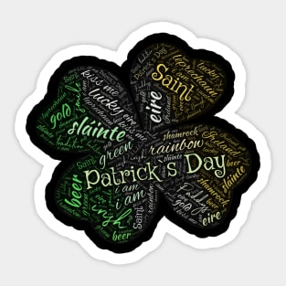 St. Patricks Day Word Art shamrock irish flag color Sticker